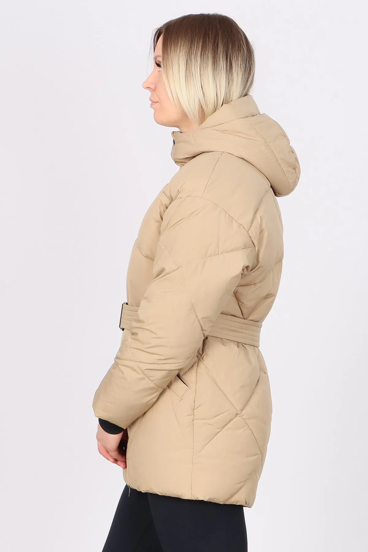 Quilted Winter Jacket with Belt