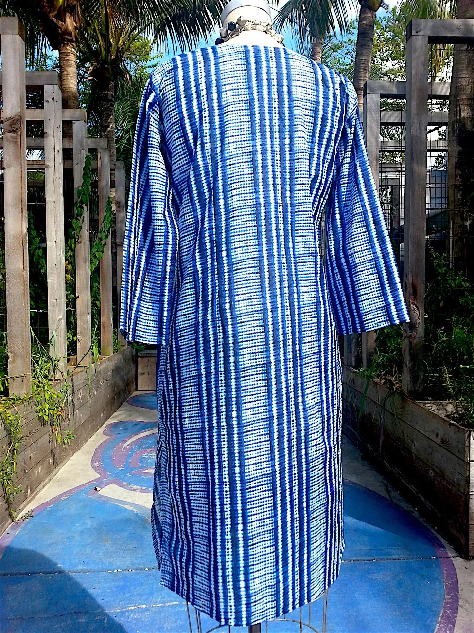 Raja Cotton Long Tunic Blue and White Shibori