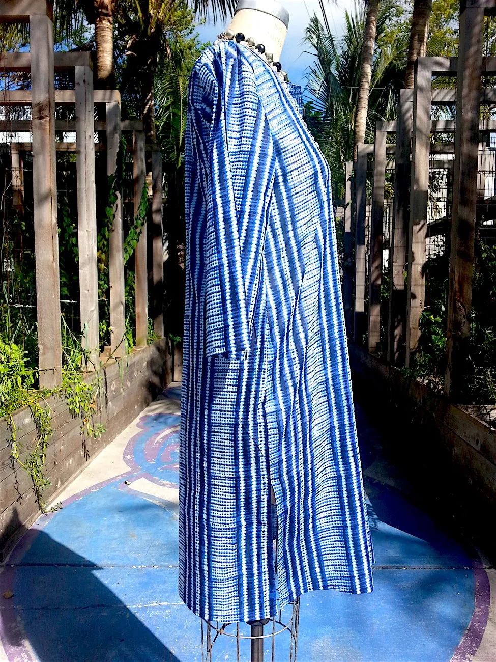 Raja Cotton Long Tunic Blue and White Shibori