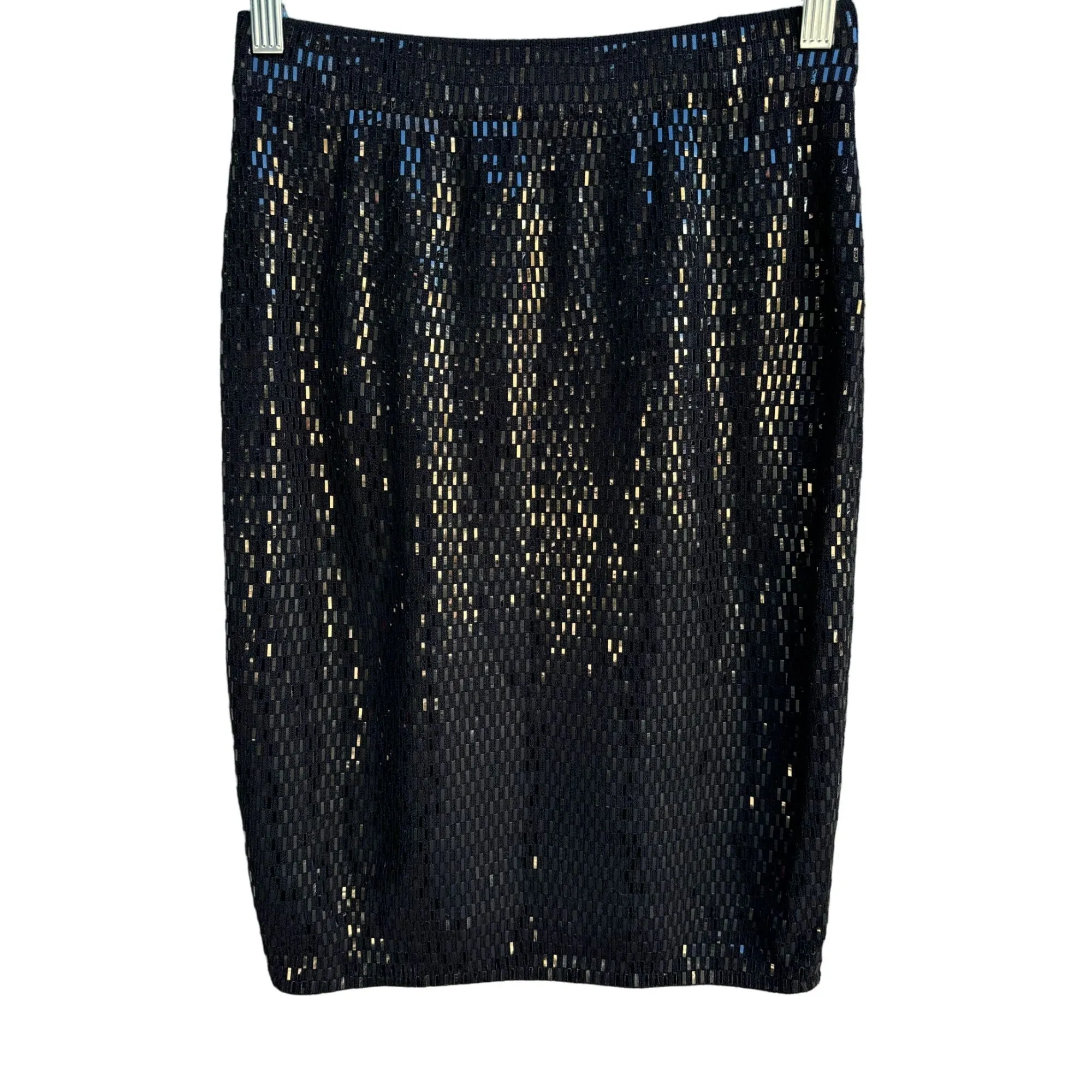 St. John Evening By Marie Gray Vintage Women's Black Sequin Pencil Mini Skirt S