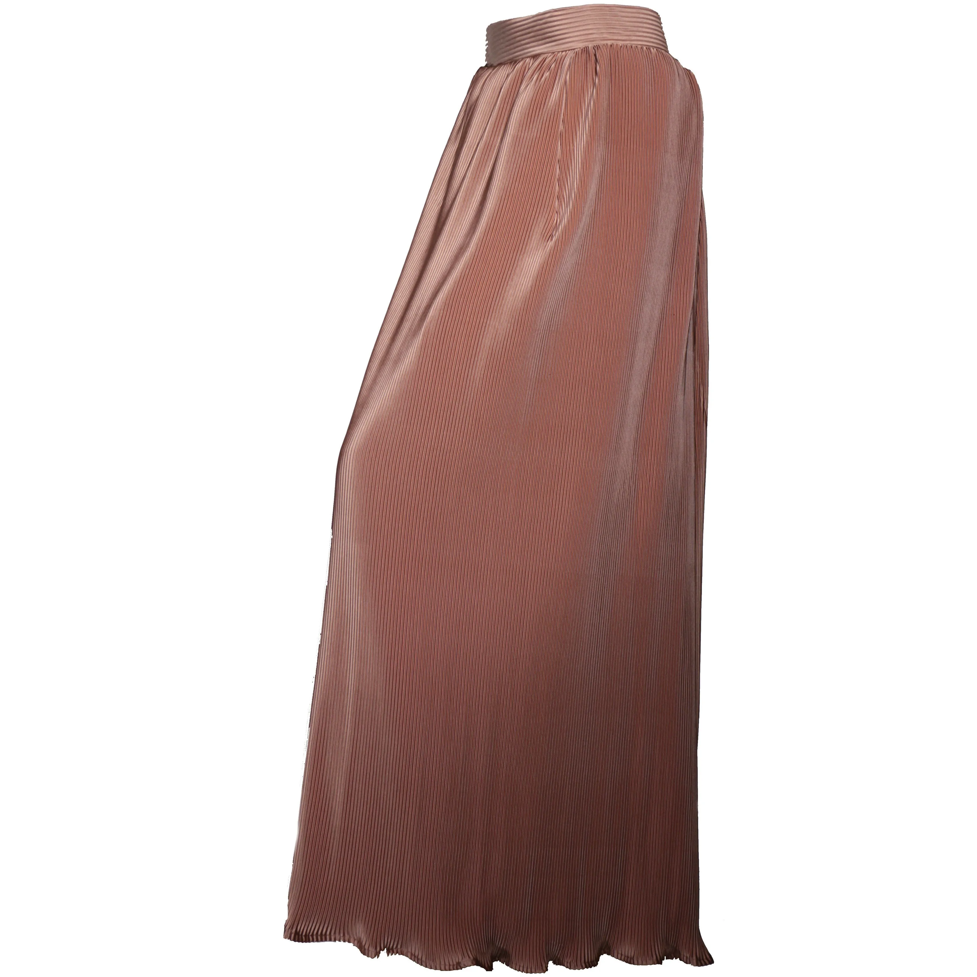 Tan long pleated skirt