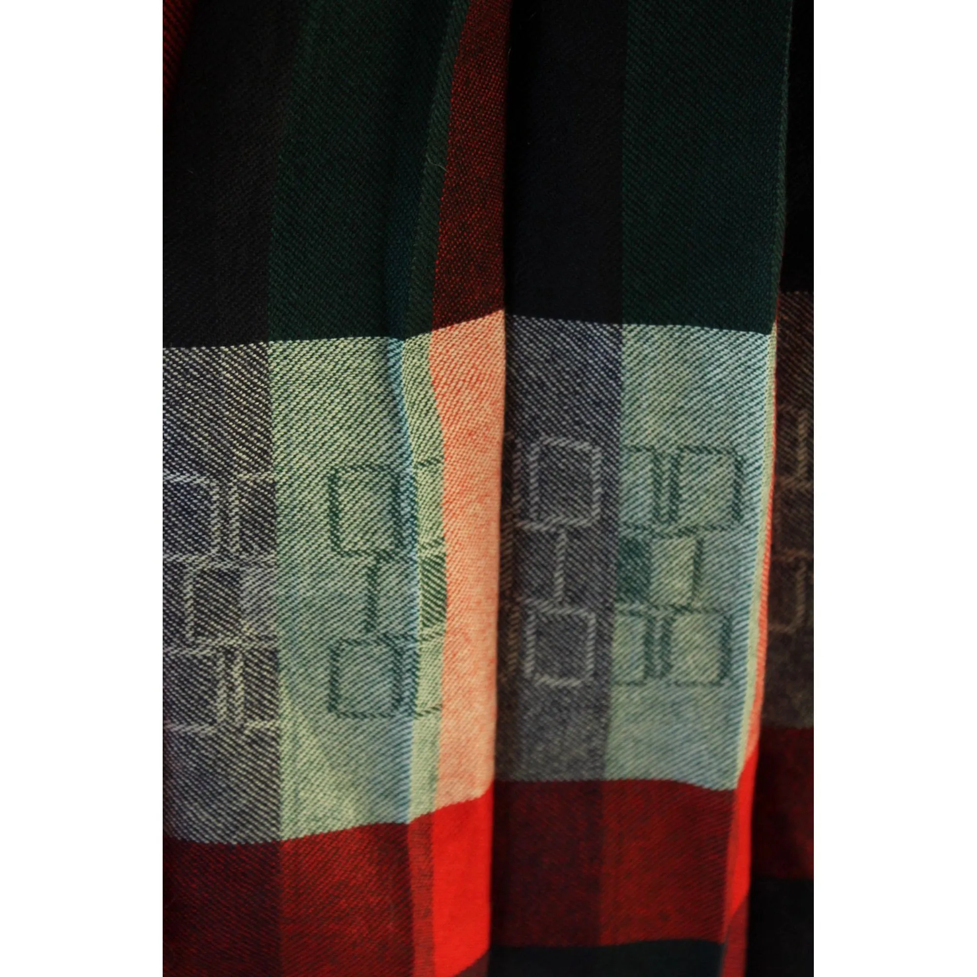 Vintage 1980s 1990 Wool Skirt, Volup Green Blue and Red Stripes and Plaid, Pleated, Woolmark