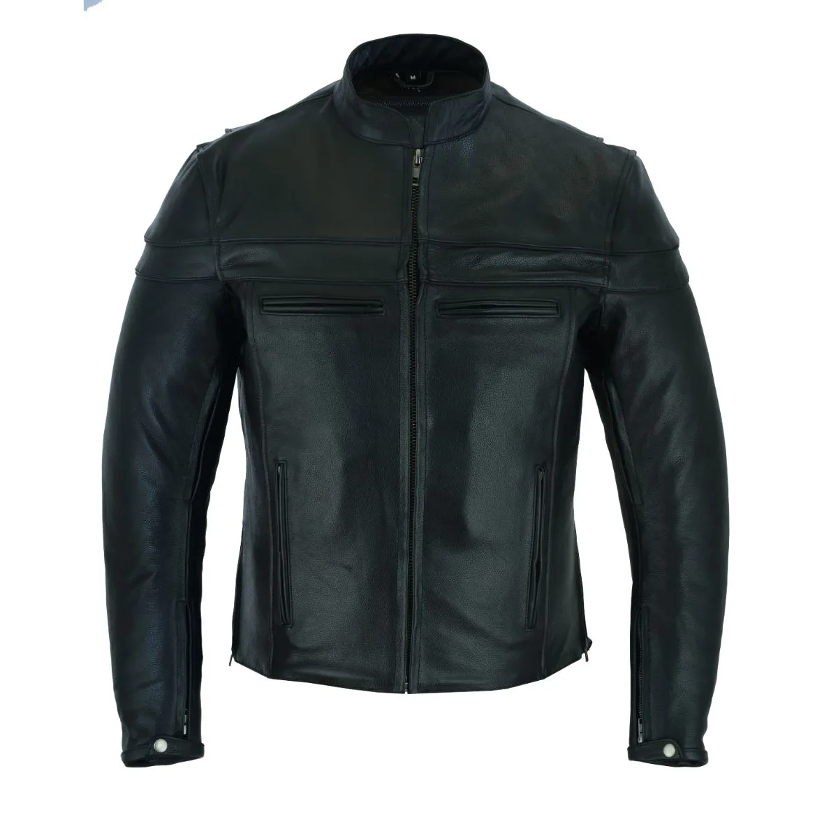 VL531 Vance Leather Men's Racer Jacket with Zippered Vents