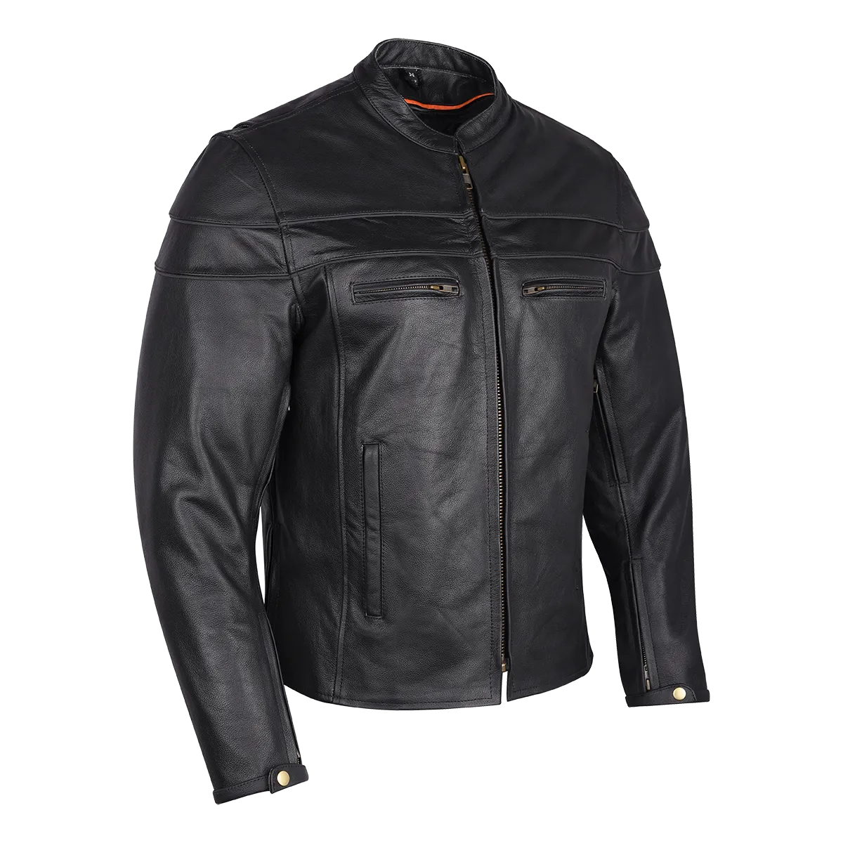 VL531 Vance Leather Men's Racer Jacket with Zippered Vents