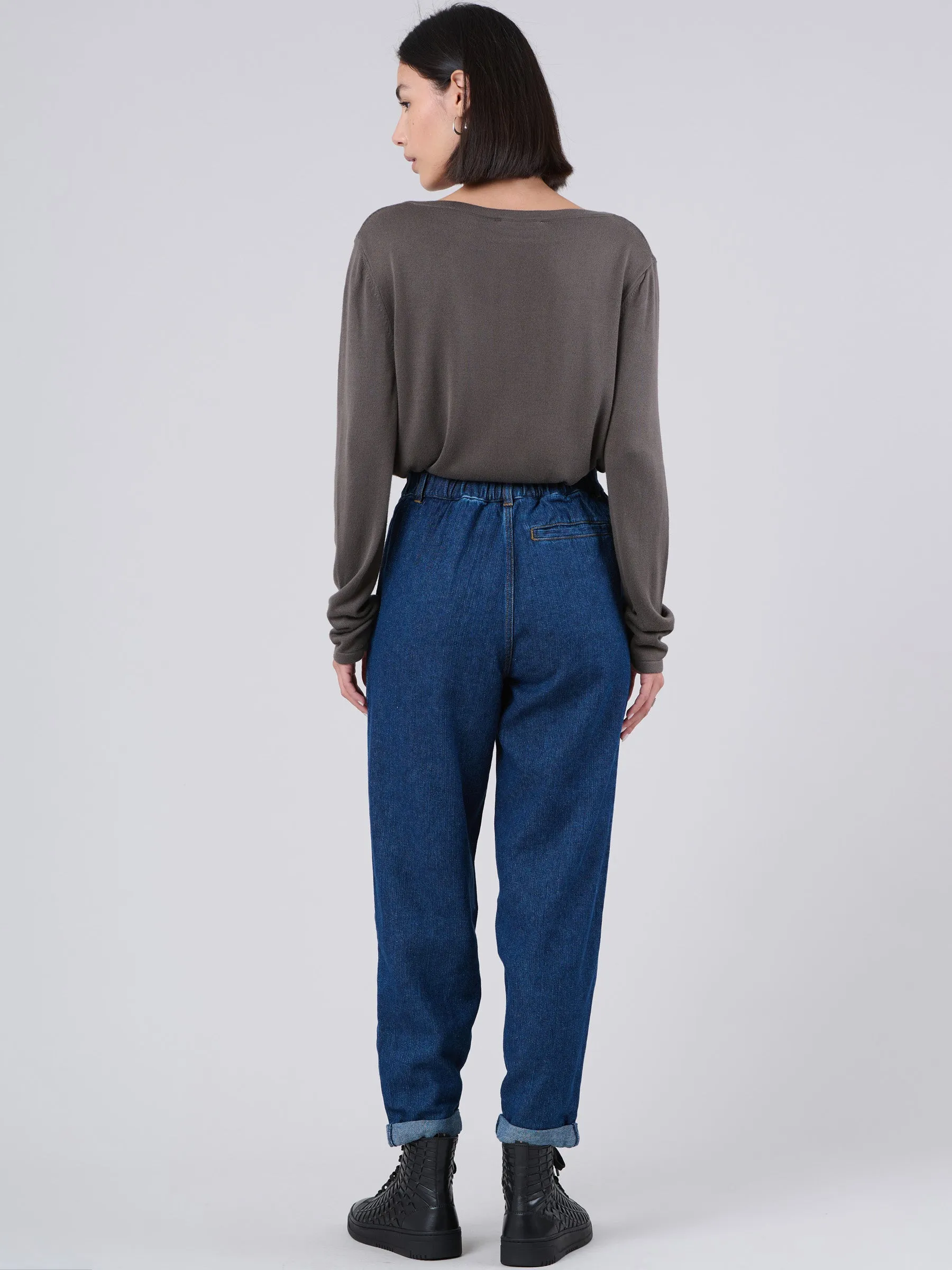 Waste Yarn Denim Side Pleat Jeans