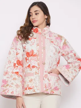 White Floral Patched Jacket