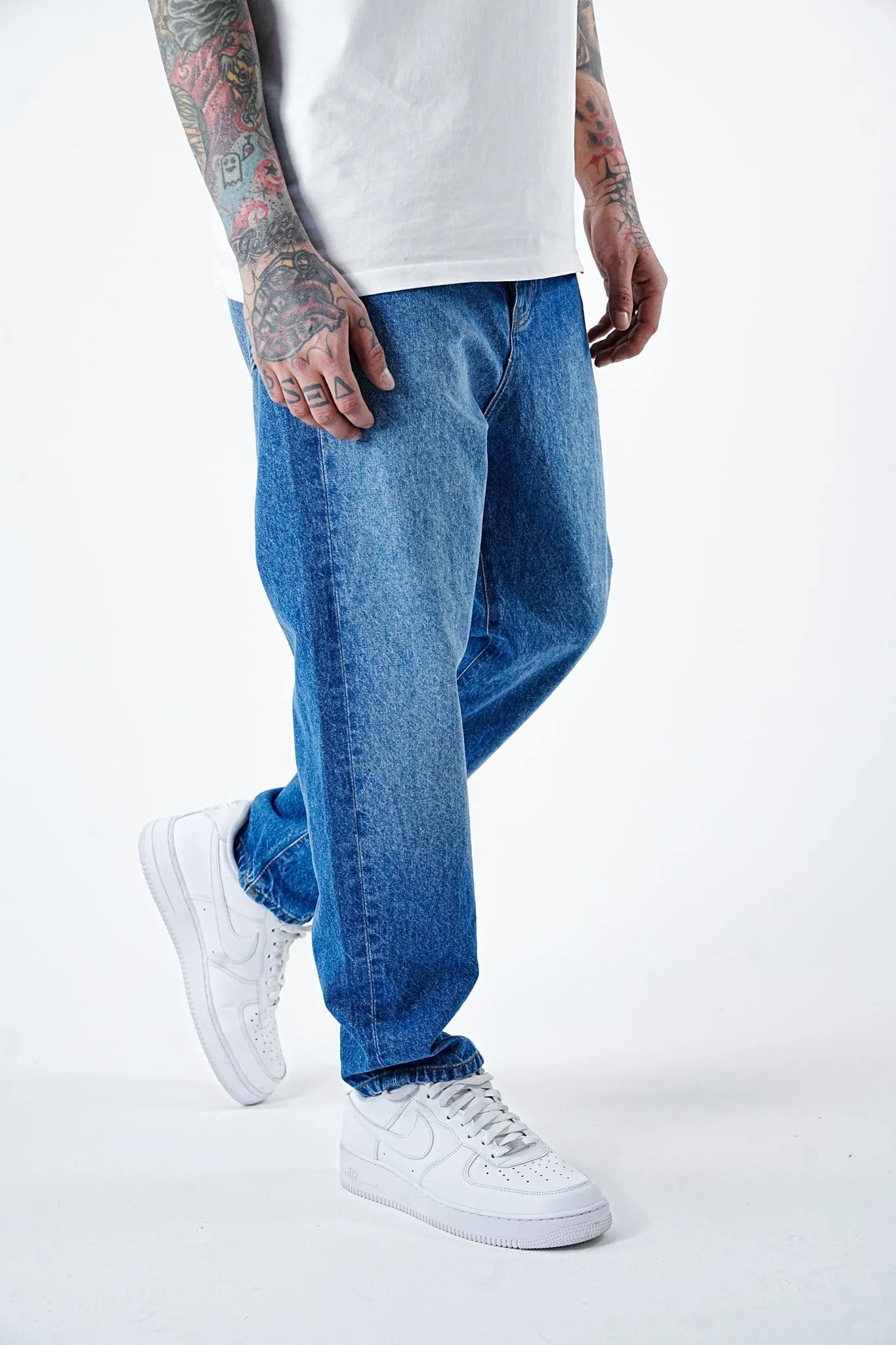 Wide Fit Baggy Blue Denim