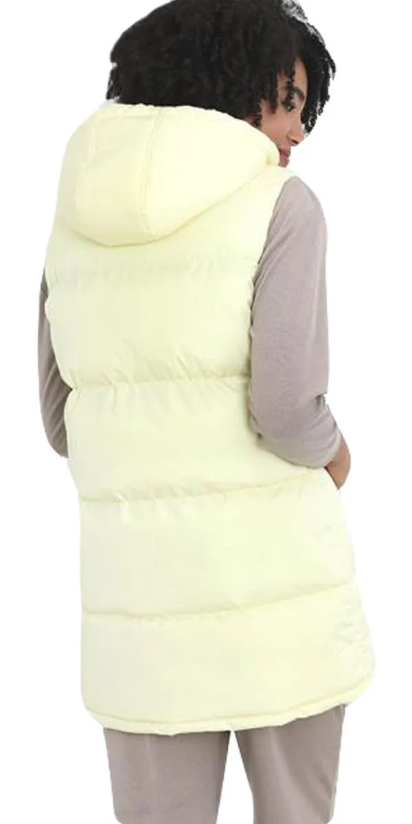 Women Gilet Puffer Long Line Padded Quilted Jacket