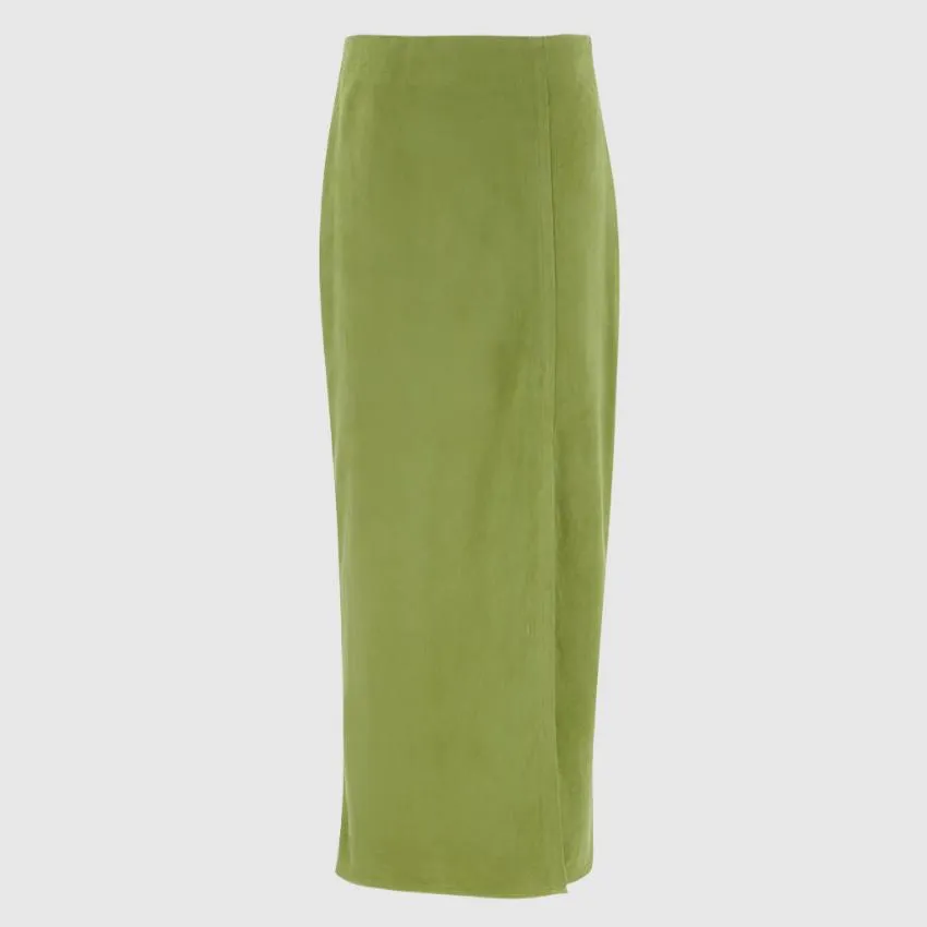 Women's Avocado Green High Waist Suede Skirt