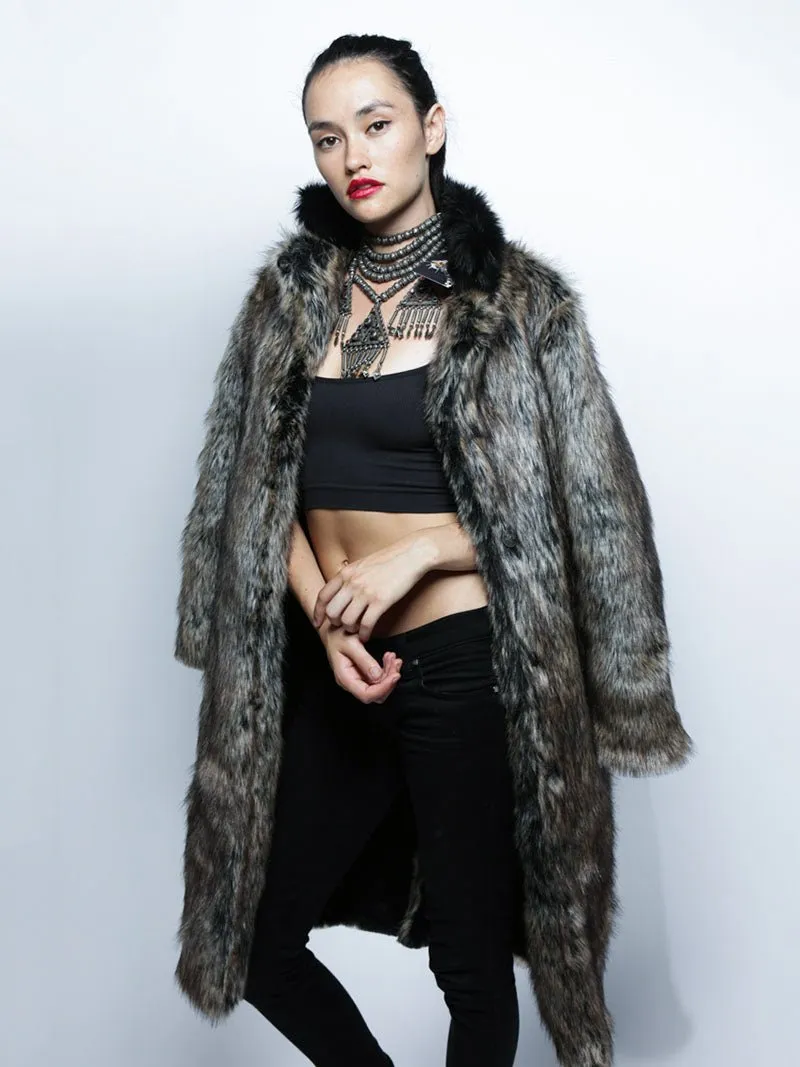 Women's Long Faux Fur Coat | Dire Wolf