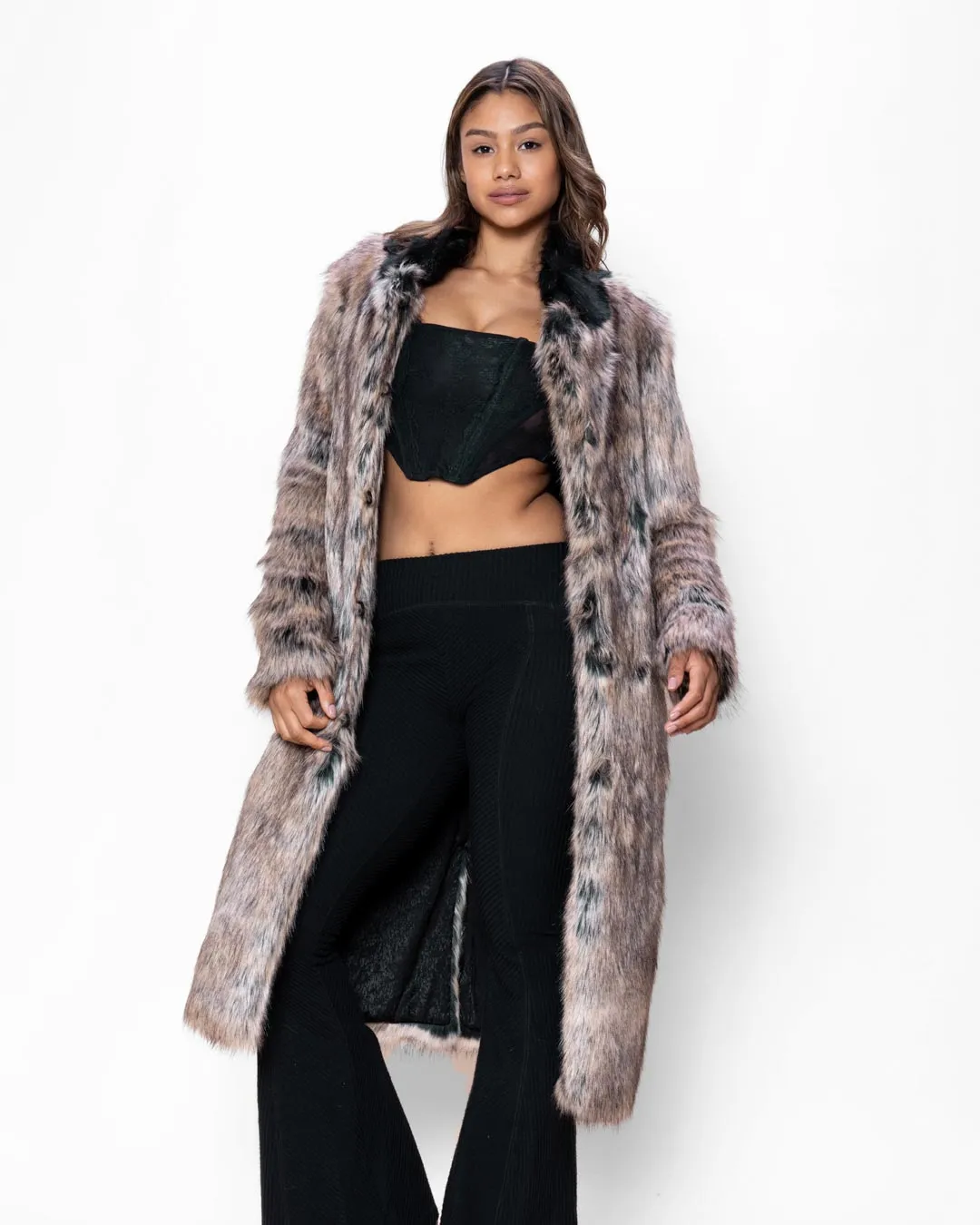 Women's Long Faux Fur Coat | Dire Wolf