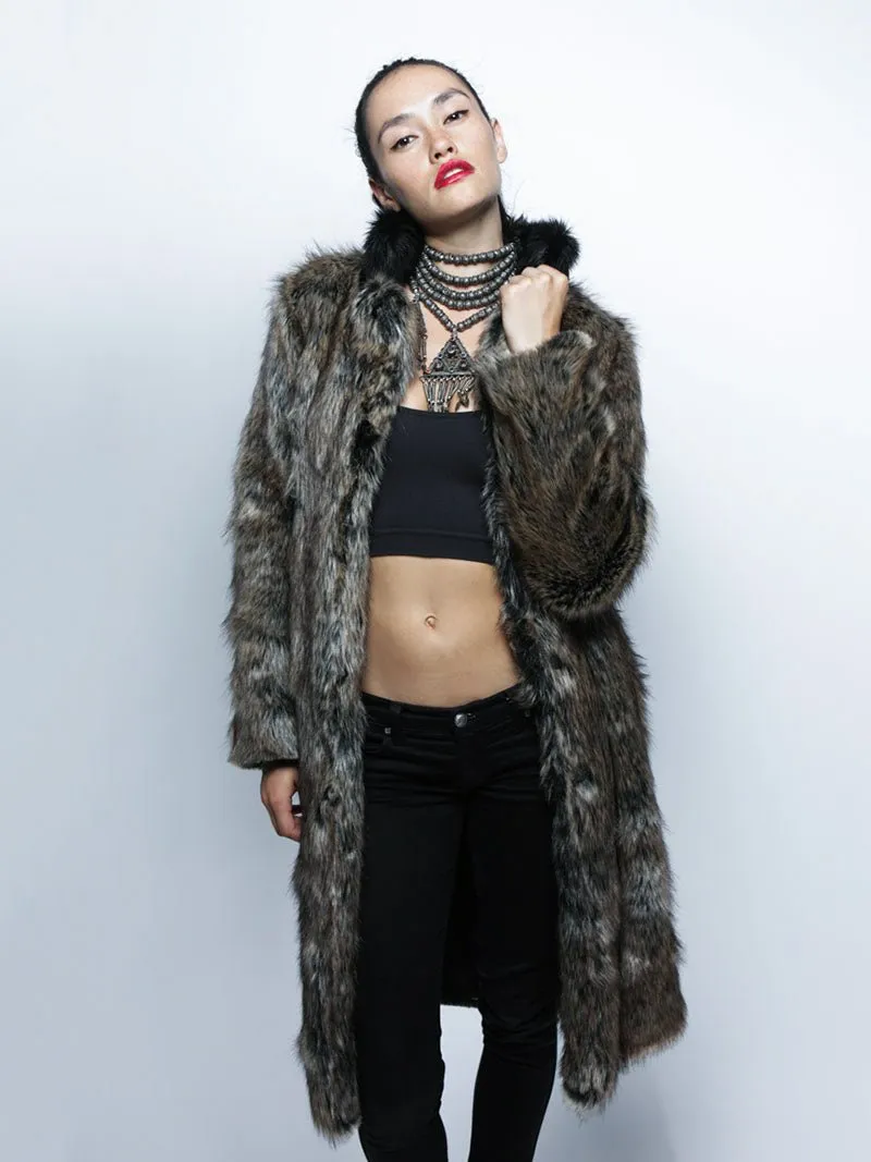 Women's Long Faux Fur Coat | Dire Wolf