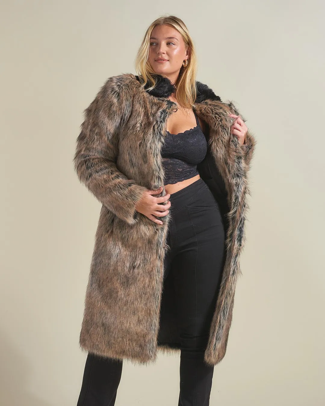 Women's Long Faux Fur Coat | Dire Wolf